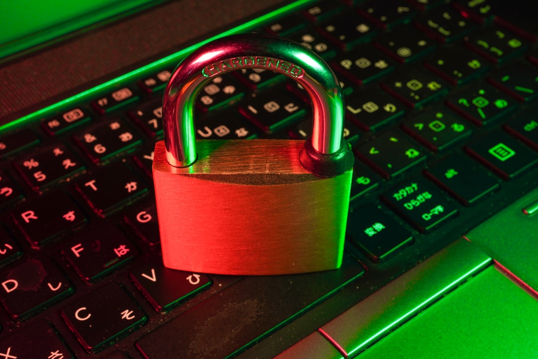 Laptop displaying a cybersecurity lock for WordPress website protection