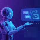AI robot automatically managing chat and email follow-ups, representing AI automation for client communication