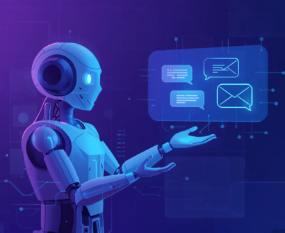 AI robot automatically managing chat and email follow-ups, representing AI automation for client communication